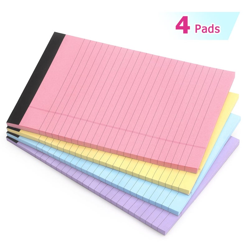 ZZTX Legal Pads Note Pads 5 x 8 Inch Lined Writing Pads, 50 Sheets Per Writing Pad, 4 Pack (Multicolor) - Image 2